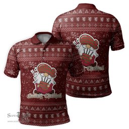 Scottish MacLaine of Loch Buie Clan Christmas Family Tartan Polo Shirt with Funny Gnome Playing Bagpipes Scottish Plaid Tartan Plaid - ScotsTee - scotstee.com