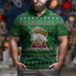 Scottish MacLeod of Lewis Ancient Clan Christmas Family Tartan Polo Shirt with Funny Gnome Playing Bagpipes Scottish Plaid Tartan Plaid - ScotsTee - scotstee.com