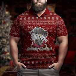 Scottish Norvel Clan Christmas Family Tartan Polo Shirt with Funny Gnome Playing Bagpipes Scottish Plaid Tartan Plaid - ScotsTee - scotstee.com