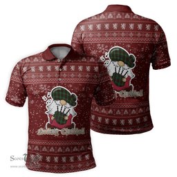 Scottish Martin Clan Christmas Family Tartan Polo Shirt with Funny Gnome Playing Bagpipes Scottish Plaid Tartan Plaid - ScotsTee - scotstee.com