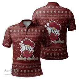 Scottish MacRae Modern Clan Christmas Family Tartan Polo Shirt with Funny Gnome Playing Bagpipes Scottish Plaid Tartan Plaid - ScotsTee - scotstee.com