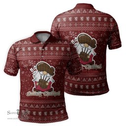 Scottish Monaghan County Ireland Clan Christmas Family Tartan Polo Shirt with Funny Gnome Playing Bagpipes Scottish Plaid Tartan Plaid - ScotsTee - scotstee.com