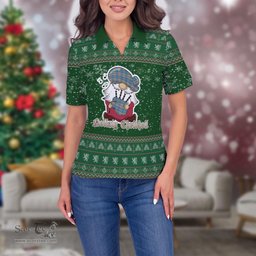 Scottish Napier Ancient Clan Christmas Family Tartan Polo Shirt with Funny Gnome Playing Bagpipes Scottish Plaid Tartan Plaid - ScotsTee - scotstee.com