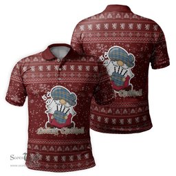 Scottish Napier Ancient Clan Christmas Family Tartan Polo Shirt with Funny Gnome Playing Bagpipes Scottish Plaid Tartan Plaid - ScotsTee - scotstee.com