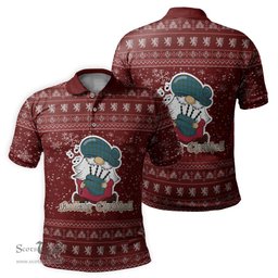 Scottish Oliver Clan Christmas Family Tartan Polo Shirt with Funny Gnome Playing Bagpipes Scottish Plaid Tartan Plaid - ScotsTee - scotstee.com