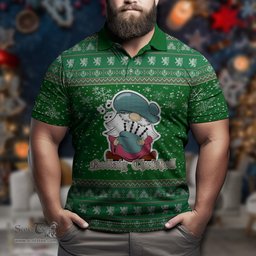 Scottish Montgomery Ancient Clan Christmas Family Tartan Polo Shirt with Funny Gnome Playing Bagpipes Scottish Plaid Tartan Plaid - ScotsTee - scotstee.com