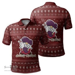 Scottish Montgomery Modern Clan Christmas Family Tartan Polo Shirt with Funny Gnome Playing Bagpipes Scottish Plaid Tartan Plaid - ScotsTee - scotstee.com