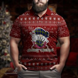 Scottish Moore Clan Christmas Family Tartan Polo Shirt with Funny Gnome Playing Bagpipes Scottish Plaid Tartan Plaid - ScotsTee - scotstee.com