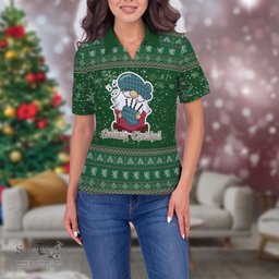 Scottish Oliphant Ancient Clan Christmas Family Tartan Polo Shirt with Funny Gnome Playing Bagpipes Scottish Plaid Tartan Plaid - ScotsTee - scotstee.com
