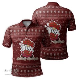 Scottish Munro Modern Clan Christmas Family Tartan Polo Shirt with Funny Gnome Playing Bagpipes Scottish Plaid Tartan Plaid - ScotsTee - scotstee.com