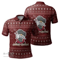 Scottish Pritchard Clan Christmas Family Tartan Polo Shirt with Funny Gnome Playing Bagpipes Scottish Plaid Tartan Plaid - ScotsTee - scotstee.com