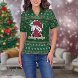 Scottish MacRow Clan Christmas Family Tartan Polo Shirt with Funny Gnome Playing Bagpipes Scottish Plaid Tartan Plaid - ScotsTee - scotstee.com