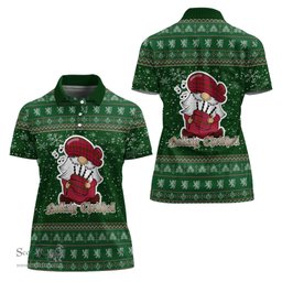 Scottish MacRow Clan Christmas Family Tartan Polo Shirt with Funny Gnome Playing Bagpipes Scottish Plaid Tartan Plaid - ScotsTee - scotstee.com