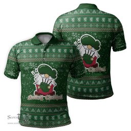Scottish Mar Tribe Clan Christmas Family Tartan Polo Shirt with Funny Gnome Playing Bagpipes Scottish Plaid Tartan Plaid - ScotsTee - scotstee.com