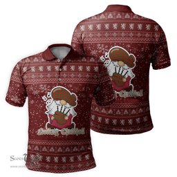 Scottish Moncrieff Modern Clan Christmas Family Tartan Polo Shirt with Funny Gnome Playing Bagpipes Scottish Plaid Tartan Plaid - ScotsTee - scotstee.com