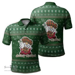 Scottish Maple Leaf Canada Clan Christmas Family Tartan Polo Shirt with Funny Gnome Playing Bagpipes Scottish Plaid Tartan Plaid - ScotsTee - scotstee.com