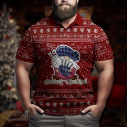 Scottish Maule Clan Christmas Family Tartan Polo Shirt with Funny Gnome Playing Bagpipes Scottish Plaid Tartan Plaid - ScotsTee - scotstee.com