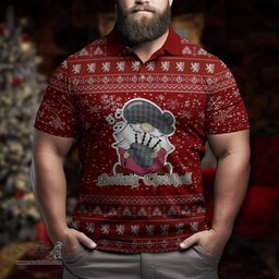 Scottish Stewart Royal Blue Clan Christmas Family Tartan Polo Shirt with Funny Gnome Playing Bagpipes Scottish Plaid Tartan Plaid - ScotsTee - scotstee.com