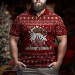 Scottish Stewart Royal Clan Christmas Family Tartan Polo Shirt with Funny Gnome Playing Bagpipes Scottish Plaid Tartan Plaid - ScotsTee - scotstee.com
