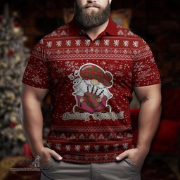 Scottish Stewart of Appin Modern Clan Christmas Family Tartan Polo Shirt with Funny Gnome Playing Bagpipes Scottish Plaid Tartan Plaid - ScotsTee - scotstee.com