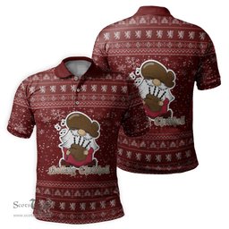 Scottish Seton Hunting Modern Clan Christmas Family Tartan Polo Shirt with Funny Gnome Playing Bagpipes Scottish Plaid Tartan Plaid - ScotsTee - scotstee.com