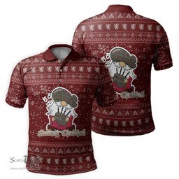 Scottish Shaw Green Modern Clan Christmas Family Tartan Polo Shirt with Funny Gnome Playing Bagpipes Scottish Plaid Tartan Plaid - ScotsTee - scotstee.com