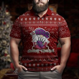 Scottish Wardlaw Modern Clan Christmas Family Tartan Polo Shirt with Funny Gnome Playing Bagpipes Scottish Plaid Tartan Plaid - ScotsTee - scotstee.com