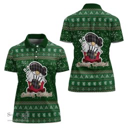 Scottish Thompson Grey Clan Christmas Family Tartan Polo Shirt with Funny Gnome Playing Bagpipes Scottish Plaid Tartan Plaid - ScotsTee - scotstee.com