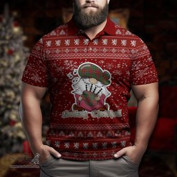 Scottish Somerville Clan Christmas Family Tartan Polo Shirt with Funny Gnome Playing Bagpipes Scottish Plaid Tartan Plaid - ScotsTee - scotstee.com