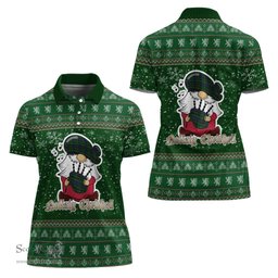 Scottish Rollo Clan Christmas Family Tartan Polo Shirt with Funny Gnome Playing Bagpipes Scottish Plaid Tartan Plaid - ScotsTee - scotstee.com
