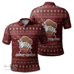 Scottish Ross Ancient Clan Christmas Family Tartan Polo Shirt with Funny Gnome Playing Bagpipes Scottish Plaid Tartan Plaid - ScotsTee - scotstee.com