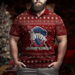 Scottish Weir Modern Clan Christmas Family Tartan Polo Shirt with Funny Gnome Playing Bagpipes Scottish Plaid Tartan Plaid - ScotsTee - scotstee.com