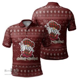 Scottish Somerville Modern Clan Christmas Family Tartan Polo Shirt with Funny Gnome Playing Bagpipes Scottish Plaid Tartan Plaid - ScotsTee - scotstee.com