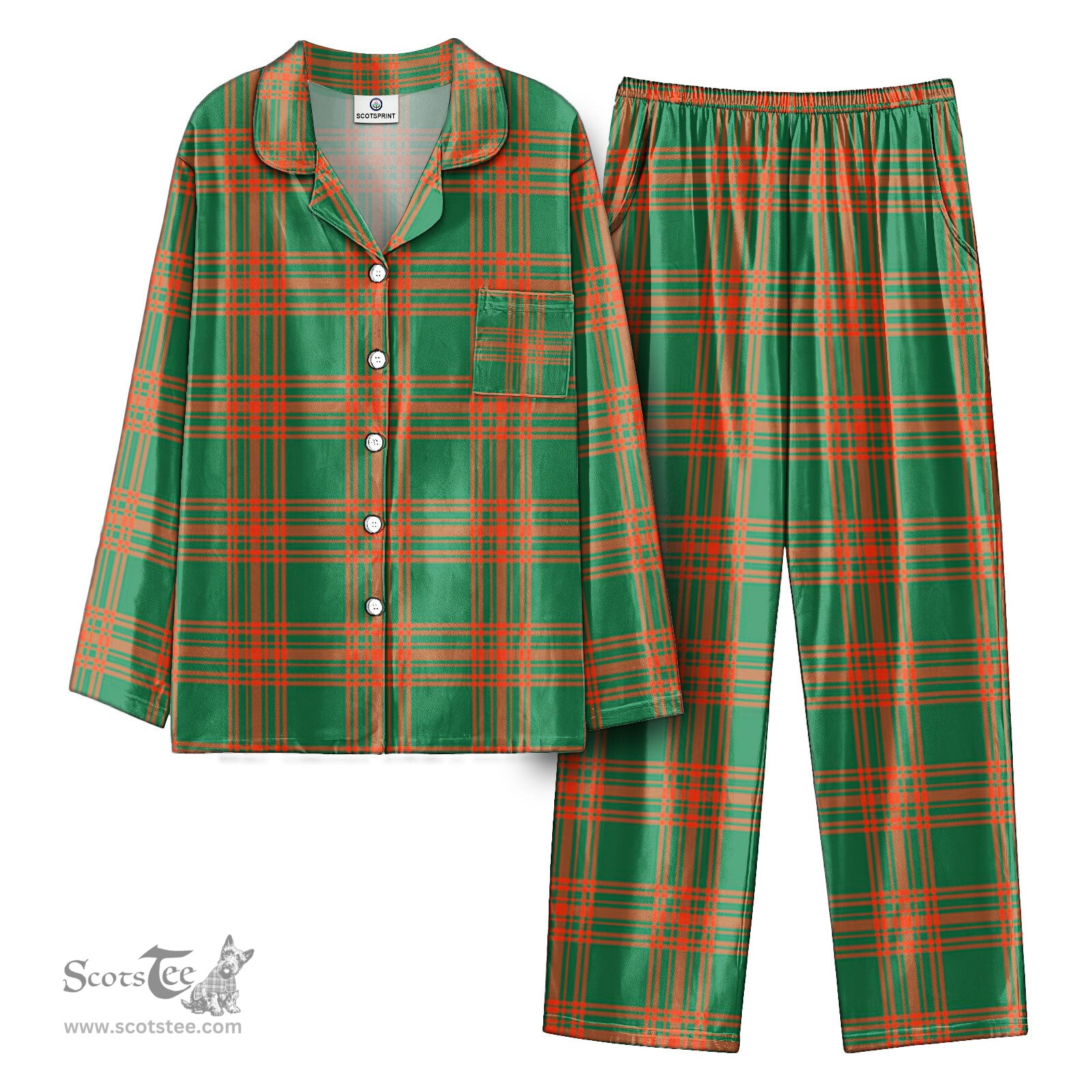 Scottish Menzies Green Ancient Tartan Pajama Set - Tartan Plaid Pajamas Scottish Plaid Tartan Plaid - ScotsTee - scotstee.com