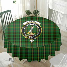 Scottish Wallace Hunting - Green Crest Tartan Plaid Round Tablecloth Tartan Home Decor Scottish Plaid Tartan Plaid - ScotsTee - scotstee.com