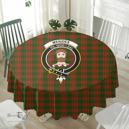 Scottish Menzies Green Modern Crest Tartan Plaid Round Tablecloth Tartan Home Decor Scottish Plaid Tartan Plaid - ScotsTee - scotstee.com