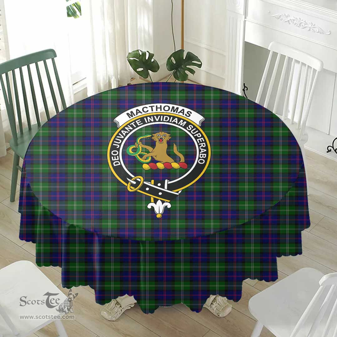 Scottish MacThomas Modern Crest Tartan Plaid Round Tablecloth Tartan Home Decor Scottish Plaid Tartan Plaid - ScotsTee - scotstee.com