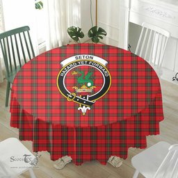 Scottish Seton Modern Crest Tartan Plaid Round Tablecloth Tartan Home Decor Scottish Plaid Tartan Plaid - ScotsTee - scotstee.com