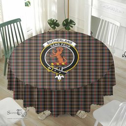 Scottish Sutherland Weathered Crest Tartan Plaid Round Tablecloth Tartan Home Decor Scottish Plaid Tartan Plaid - ScotsTee - scotstee.com
