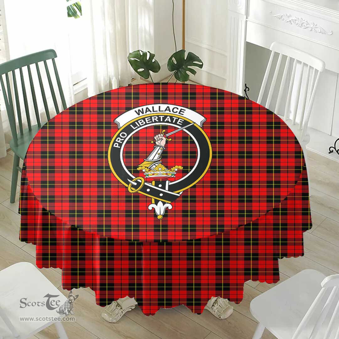 Scottish Wallace Hunting - Red Crest Tartan Plaid Round Tablecloth Tartan Home Decor Scottish Plaid Tartan Plaid - ScotsTee - scotstee.com