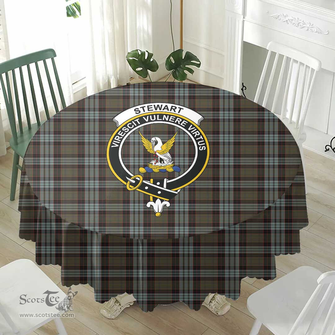 Scottish Stewart Old Weathered Crest Tartan Plaid Round Tablecloth Tartan Home Decor Scottish Plaid Tartan Plaid - ScotsTee - scotstee.com
