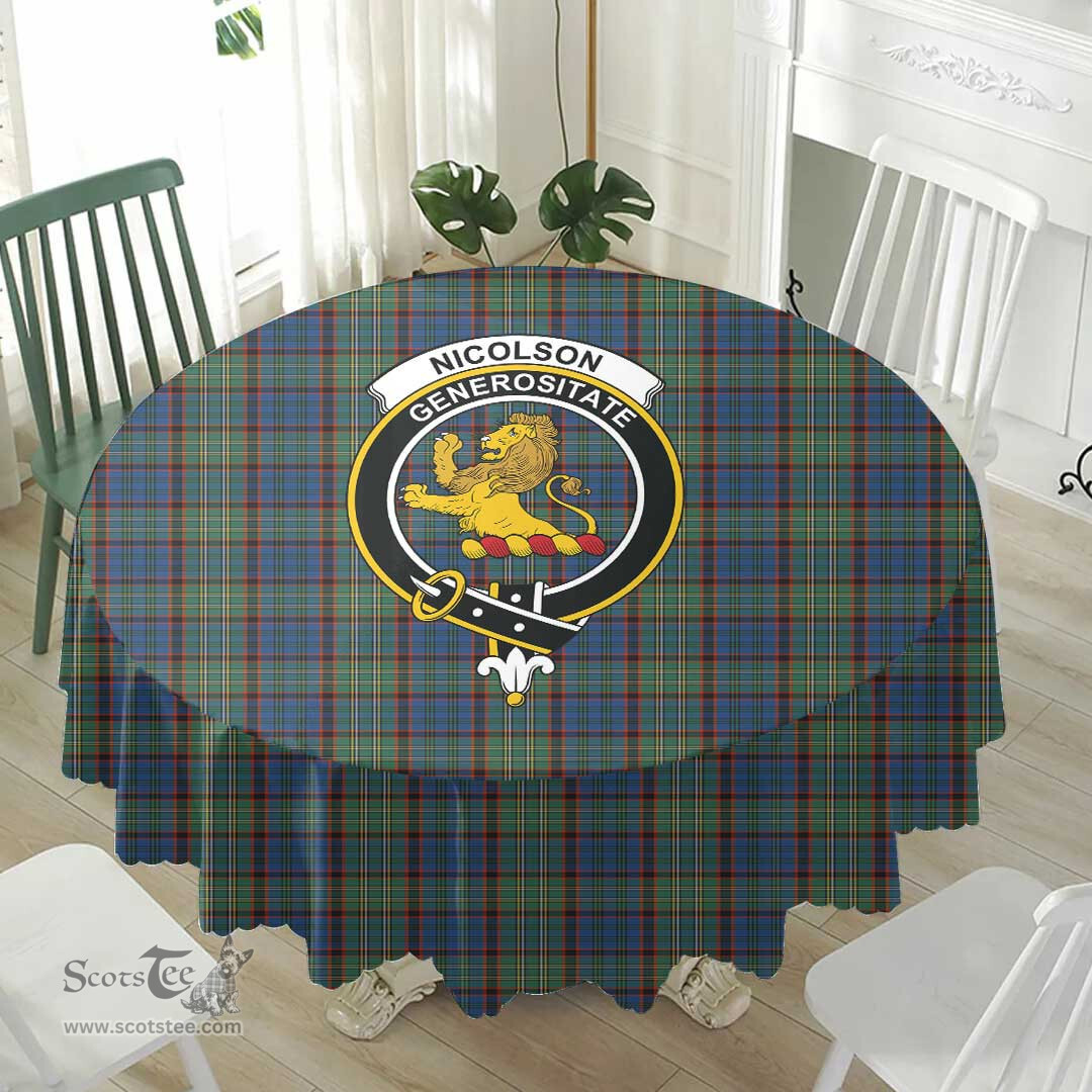 Scottish Nicolson Hunting Ancient Crest Tartan Plaid Round Tablecloth Tartan Home Decor Scottish Plaid Tartan Plaid - ScotsTee - scotstee.com