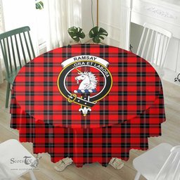 Scottish Ramsay Modern Crest Tartan Plaid Round Tablecloth Tartan Home Decor Scottish Plaid Tartan Plaid - ScotsTee - scotstee.com