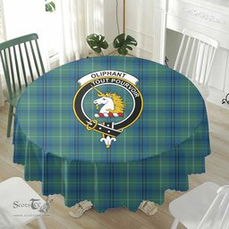 Scottish Oliphant Ancient Crest Tartan Plaid Round Tablecloth Tartan Home Decor Scottish Plaid Tartan Plaid - ScotsTee - scotstee.com