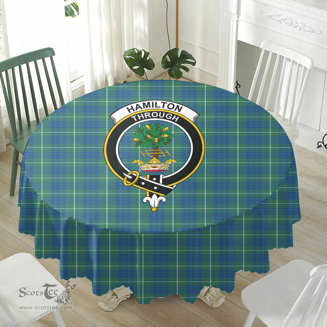 Scottish Hamilton Hunting Ancient Crest Tartan Plaid Round Tablecloth Tartan Home Decor Scottish Plaid Tartan Plaid - ScotsTee - scotstee.com