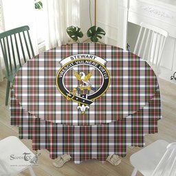Scottish Stewart Dress Modern Crest Tartan Plaid Round Tablecloth Tartan Home Decor Scottish Plaid Tartan Plaid - ScotsTee - scotstee.com