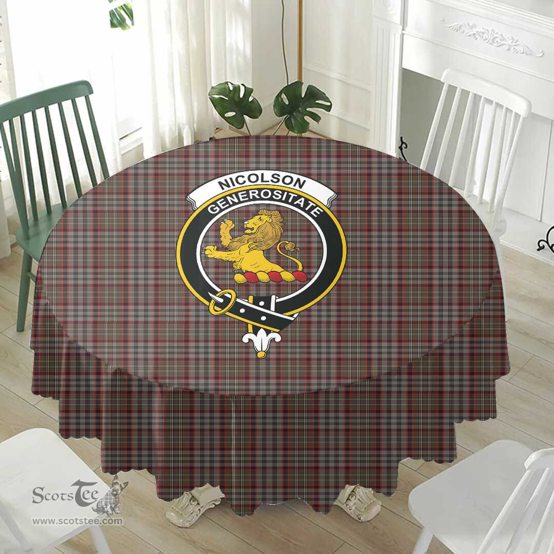 Scottish Nicolson Hunting Weathered Crest Tartan Plaid Round Tablecloth Tartan Home Decor Scottish Plaid Tartan Plaid - ScotsTee - scotstee.com
