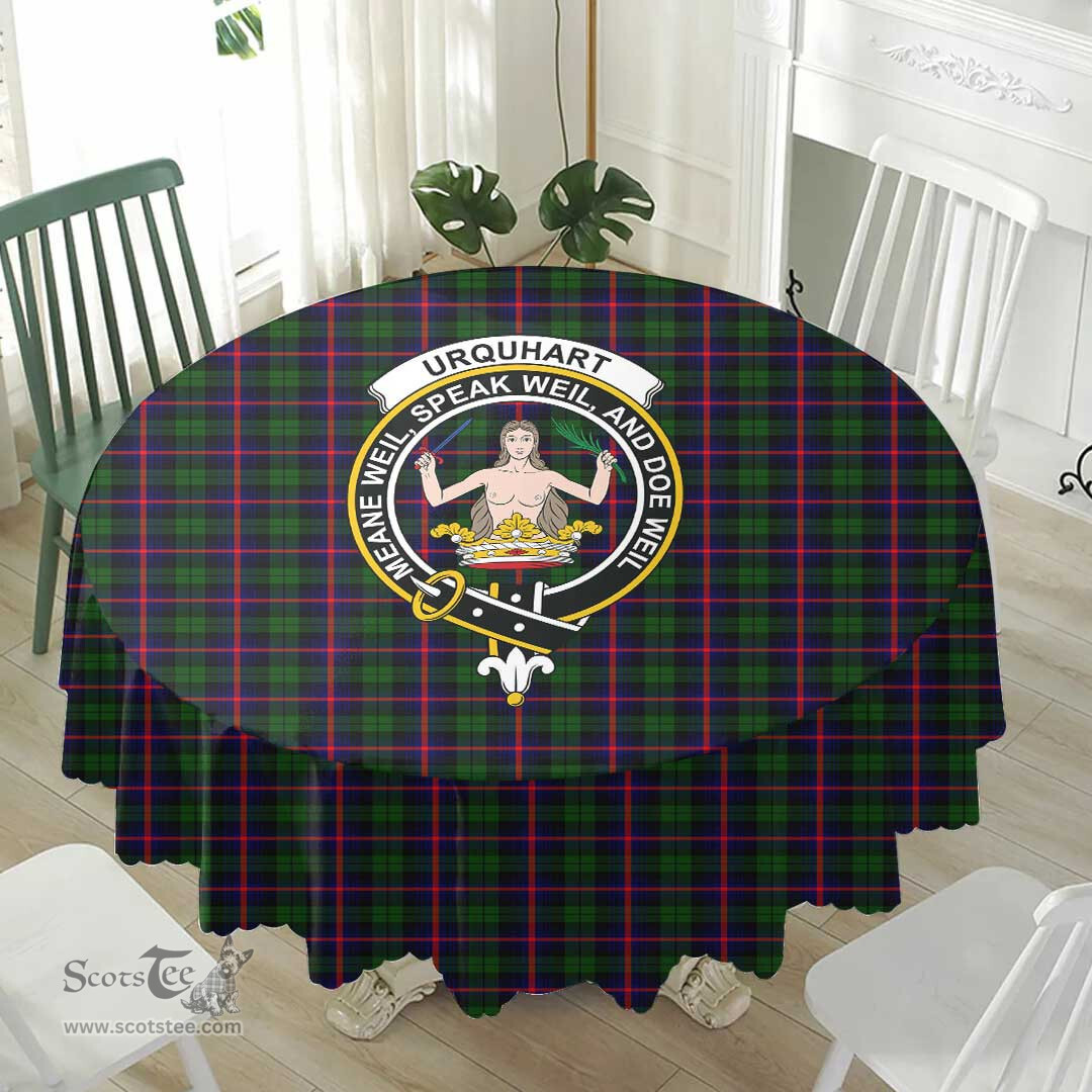 Scottish Urquhart Modern Crest Tartan Plaid Round Tablecloth Tartan Home Decor Scottish Plaid Tartan Plaid - ScotsTee - scotstee.com