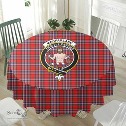 Scottish MacFarlane Modern Crest Tartan Plaid Round Tablecloth Tartan Home Decor Scottish Plaid Tartan Plaid - ScotsTee - scotstee.com
