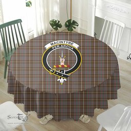 Scottish MacIntyre Hunting Weathered Crest Tartan Plaid Round Tablecloth Tartan Home Decor Scottish Plaid Tartan Plaid - ScotsTee - scotstee.com